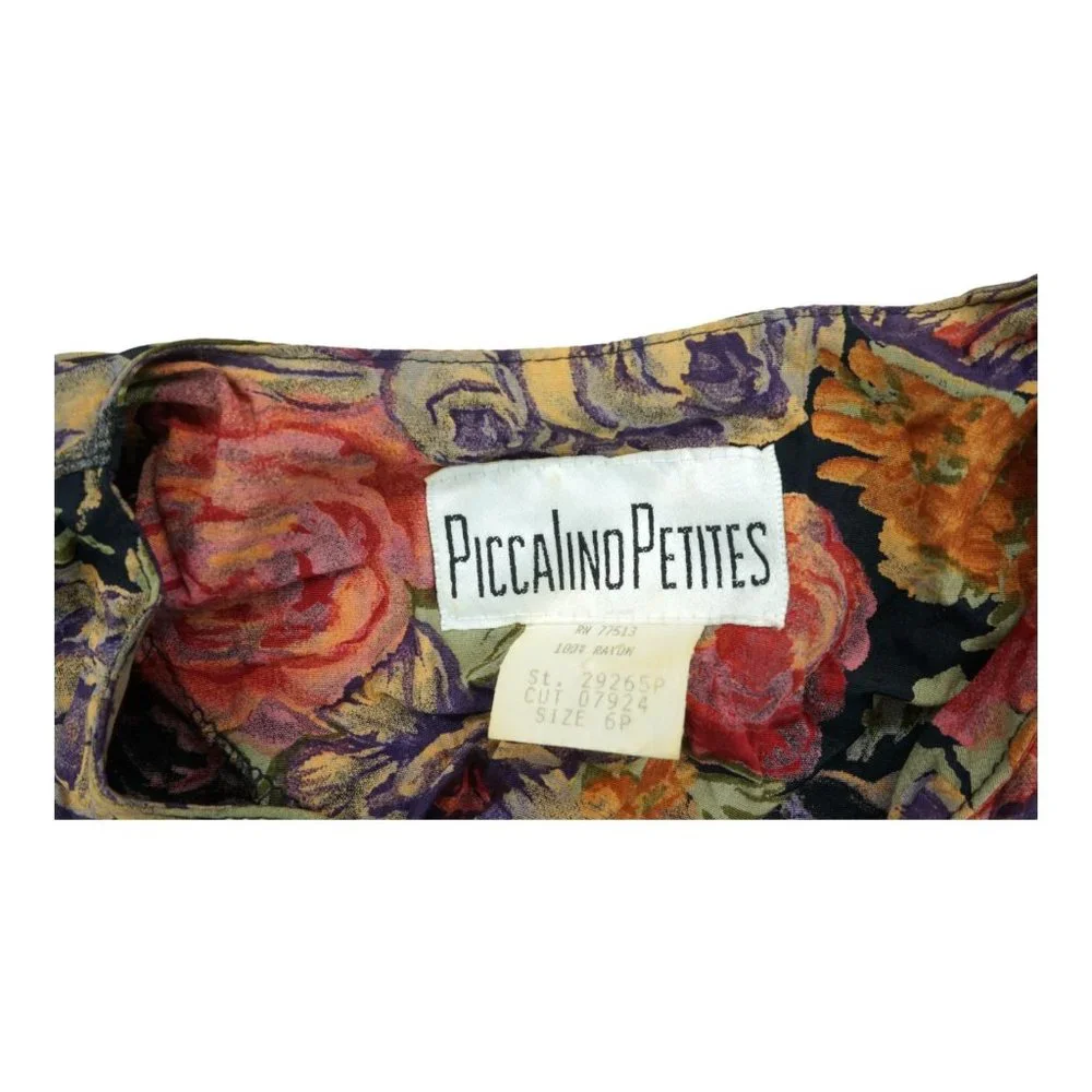 Piccalino Petites Womens Dress 6P Multicolor 3/4 Sleeve Floral‎ Print Vintage